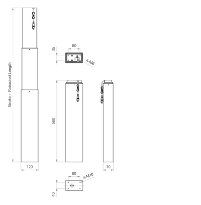 24V Telescopic Lifting Column Actuator for Exam Chair 800N Hall Sensor Feedback